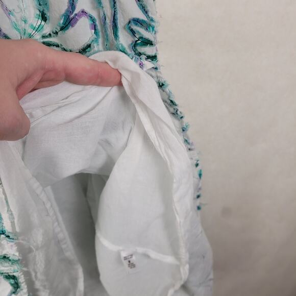 Soho Chick blue and purple textured floral vneck sleeveless artsy dress Size med - Picture 9 of 12